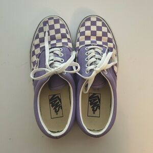 Vans lace up checkered lavender shoes